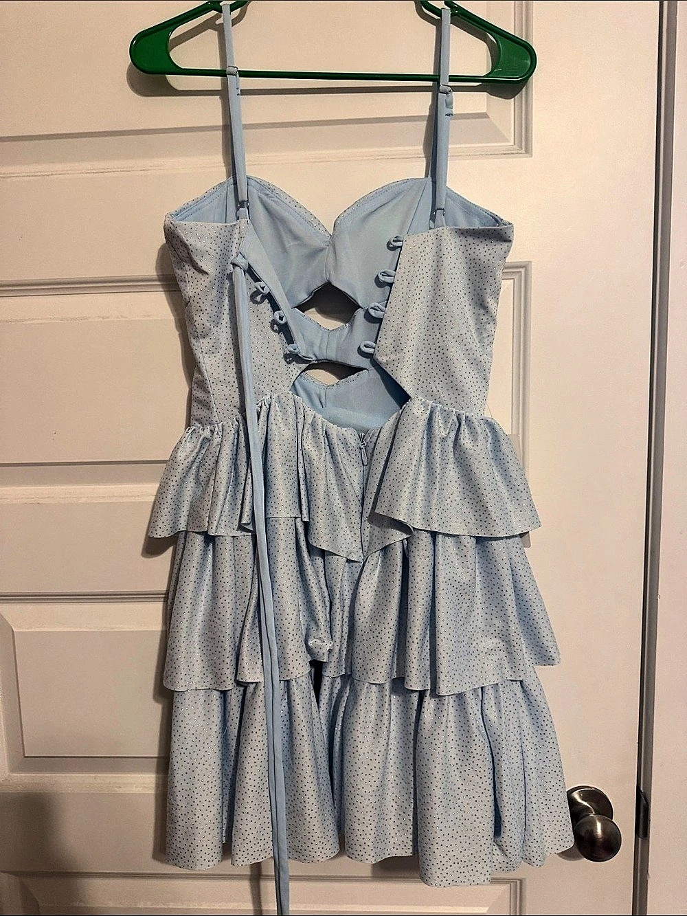 Blue Ruffle Mini Dress Size 6 - Picture 2 of 5